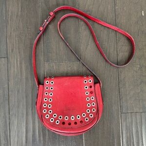 Frye Cassidy Saddle Red Grommet Crossbody Bag